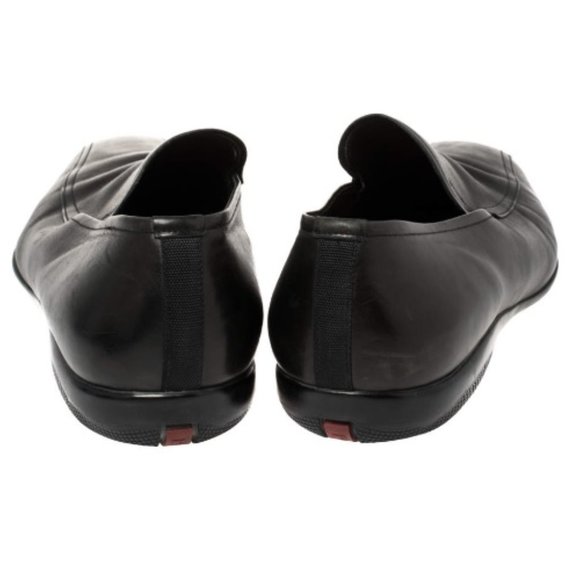 Prada Black Leather Slip On Loafers Driving Shoes Mens Size 8 US Made In Italy - Picture 6 of 15